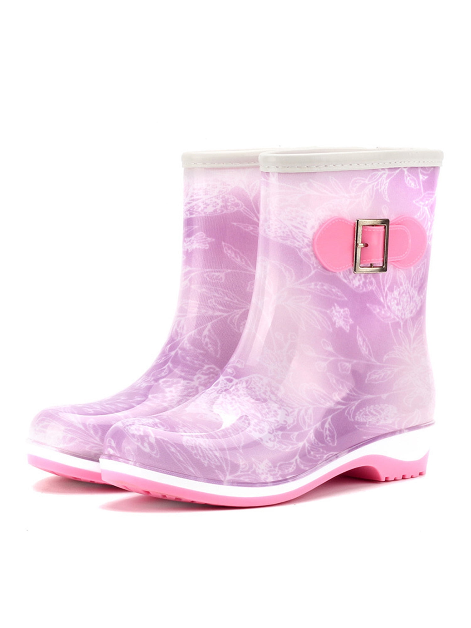 SIMANLAN Women's Waterpoof Short Shaft Rain Boots Slip On Mid Height Non Slip Garden Resistant