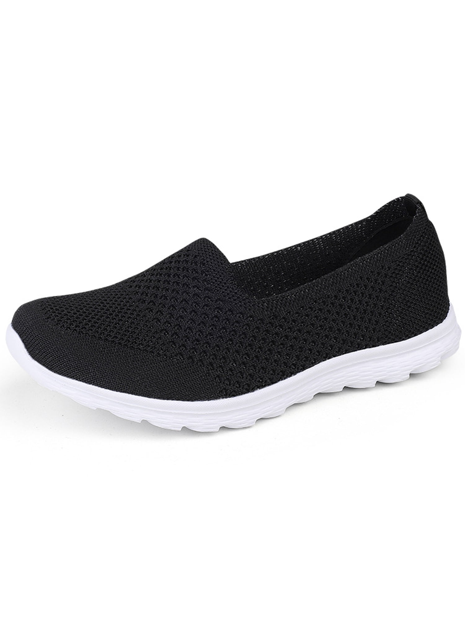 SIMANLAN Womens Casual Flats Slip On Loafers Mesh Walking Shoes Comfort Sneakers Black 8