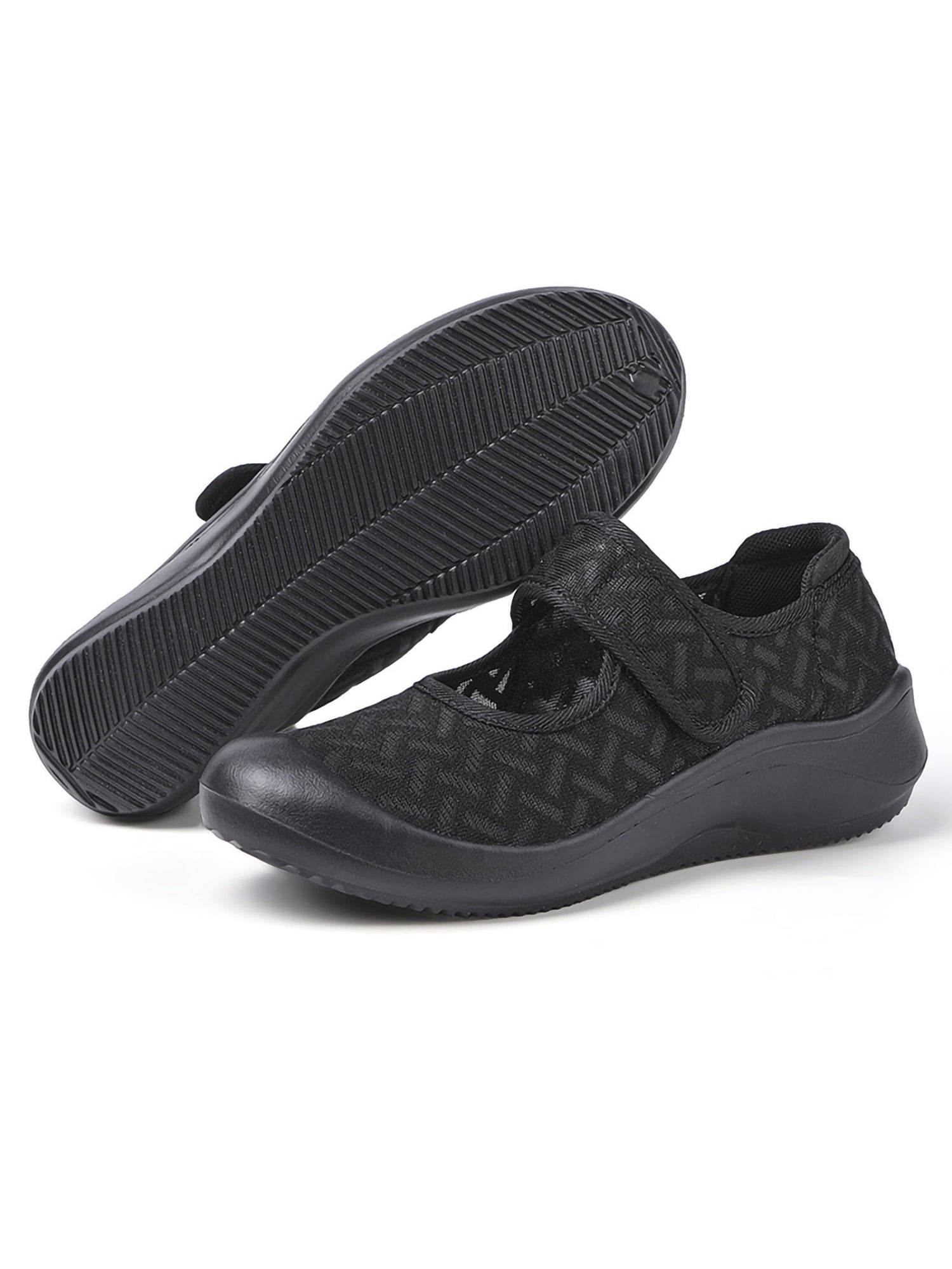 SIMANLAN Womens Casual Shoe Comfort Walking Shoes Magic Tape Mary Jane Ladies Wedge Flats Women