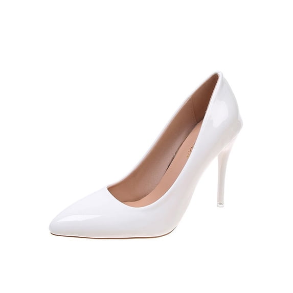 SIMANLAN Womens Fashion Slip On Stiletto Heels Party Comfort High Heel Women Work Dress Shoes Beige 6.5