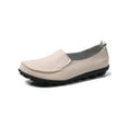 thumbnail image 1 of SIMANLAN Womens Flats Slip On Loafers Round Toe Leather Shoes Women Non-slip Casual Shoe Ladies Lightweight Beige 6, 1 of 6