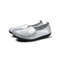 thumbnail image 1 of SIMANLAN Womens Flats Slip On Loafers Round Toe Leather Shoes Women Non-slip Casual Shoe Ladies Lightweight Silver 10, 1 of 6