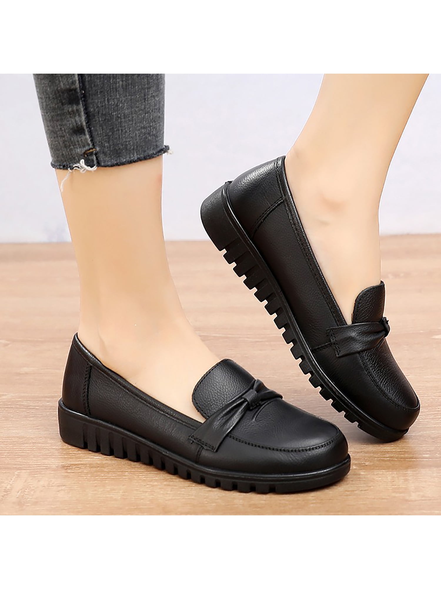 Womens Loafers Non Slip on Flat Work Driving Penny Shoes Moccasins Comfort Shoes - Walmart.com