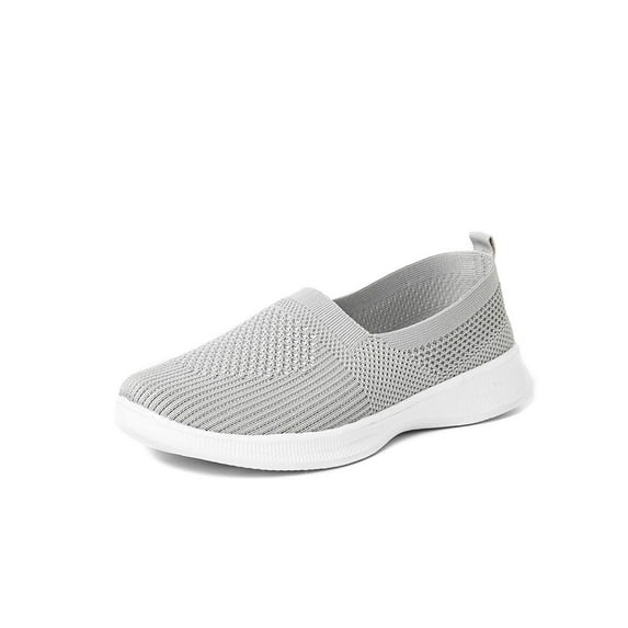 SIMANLAN Womens Slip On Loafer Shoes Mesh Flat Walking Shoes Comfortable Sneakers Size 7 Gray