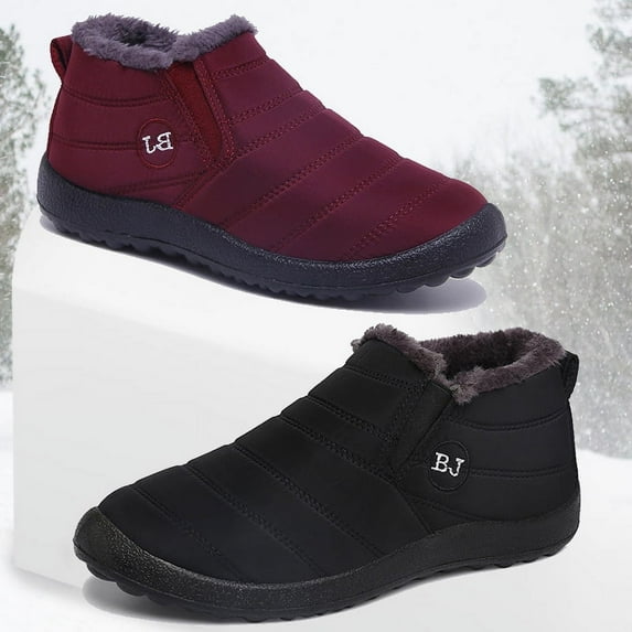 SIMANLAN Womens Snow Boots Slip On Ankle Booties Anti-Slip Water Resistant Fully Fleece Lined Outdoor Sneakers