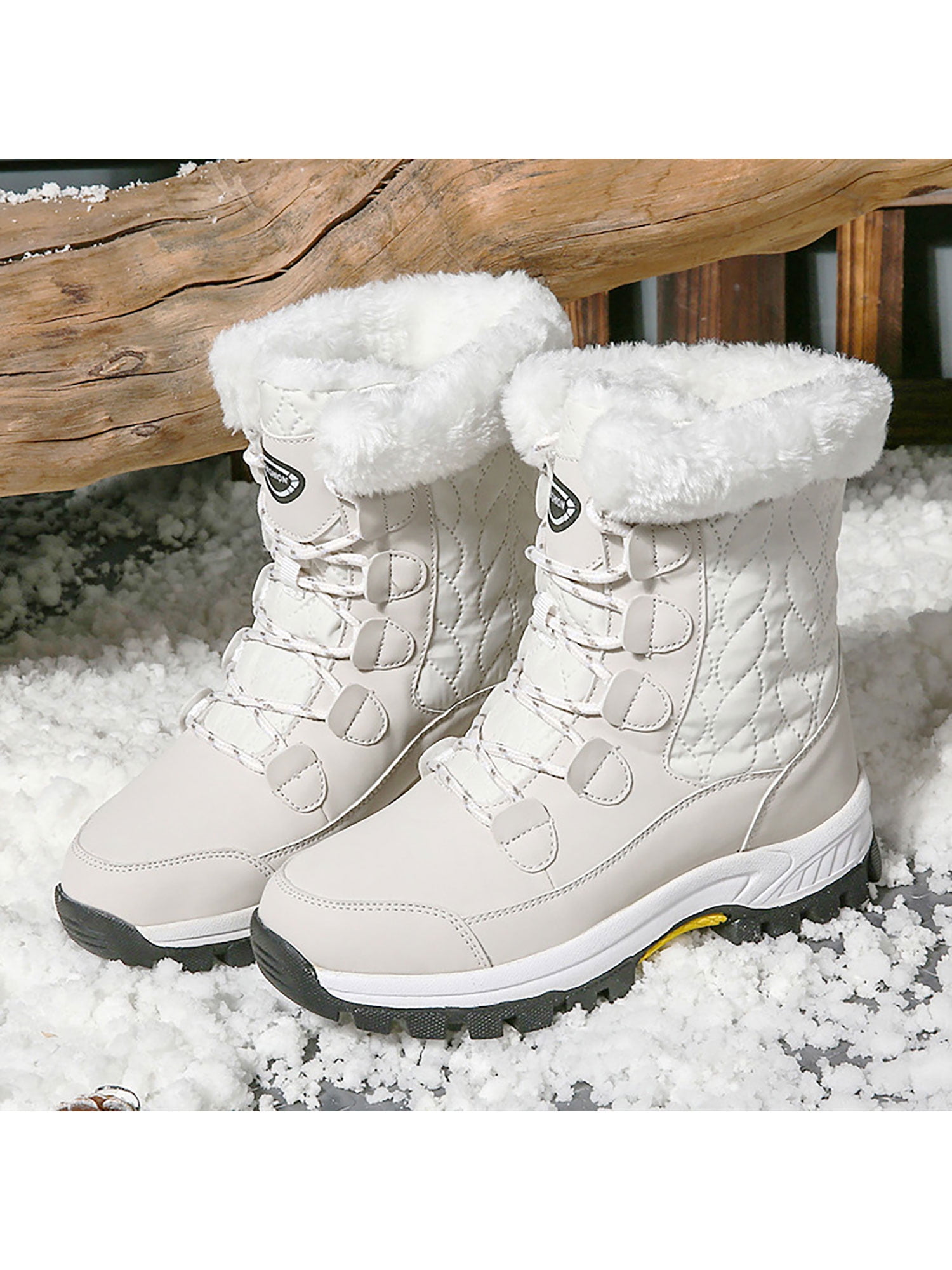 SIMANLAN Womens Winter Boot MidCalf Snow Boots Lace Up Warm Shoes