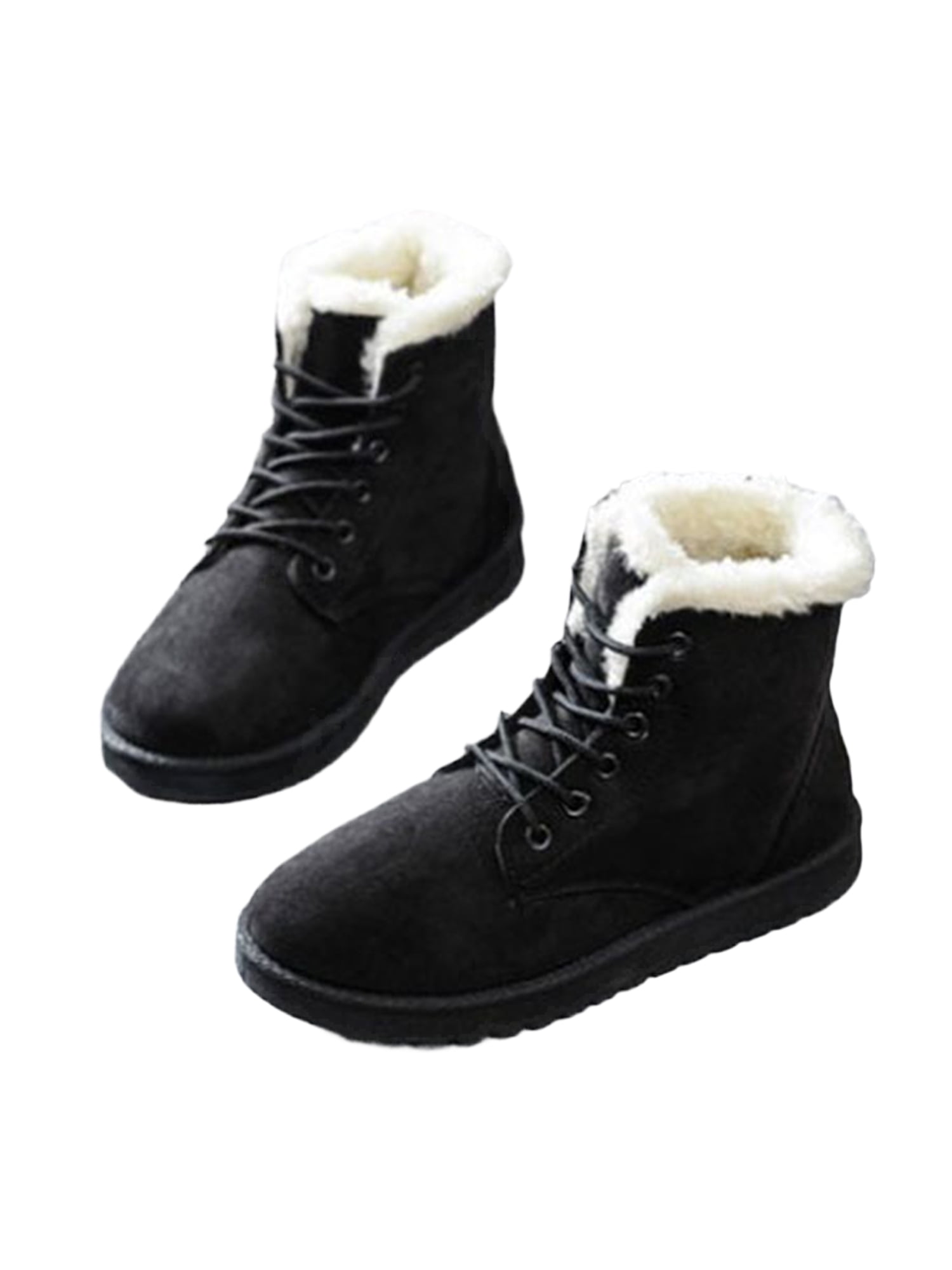 SIMANLAN Womens Winter Snow Boots Non Slip Ankle Boots Lace Up Flat