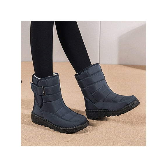 SIMANLAN Womens Winter Snow Boots Slip On Mid Calf Bootie Anti-Slip Faux Fur Lined Waterproof Outdoor Footwear