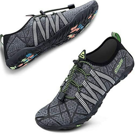 SIMARI Water Shoes Mens Womens Sports Quick Dry Barefoot Diving Swim Surf Aqua Walking Beach Yoga 204 Gray