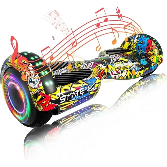 SIMATE 6.5" Hoverboard for Kids,Ages 6+,3 Speed Modes,7.5mph & 7.5 Miles Self-Balancing Wheel Scooter