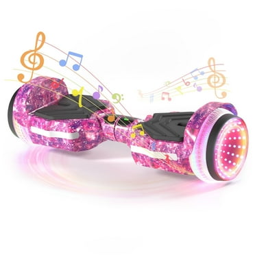 SIMATE Scooter for Kids Adults,Hoverboard with Colorful LED Light-Up Wheels, Bluetooth Speakers ,8.5 mph & 8.5Miles,Safety Certification,Galaxy Purple