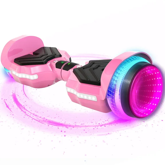SIMATE Scooter for Kids Adults,Hoverboard with Colorful LED Light-Up Wheels, Bluetooth Speakers ,8.5 mph & 8.5 Miles,Safety Certification,Pink