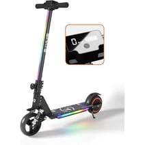 SIMATE Electric Scooter for Kids Ages 6+, S5, Colorful Headlight & Deck Lights, LED Display, Lightweight, Foldable