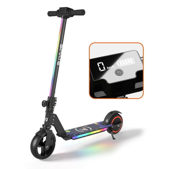 SIMATE Electric Scooter for Kids Ages 6-14, Scooter with LED Light, Dual Braking System & Foldable,Top 8.7mph & 5 Miles ,130W