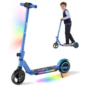 SIMATE Electric Scooter for Kids Ages 6-14, Kick Scooter with LED Display & Colorful Lights, Dual Braking System & Foldable,130W Powerful Motor,Top 8.7mph & 5 Miles