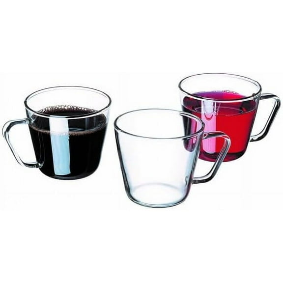 SIMAX Small Clear Coffee Mug, 7 Ounce Glass Tea Cups, Set of 6 Heat Safe Borosilicate Glass Mugs for Coffee With Handles, Clear Coffee Mugs, Cappuccino Cup, Small Coffee Cups, Tea Cup Set of 6