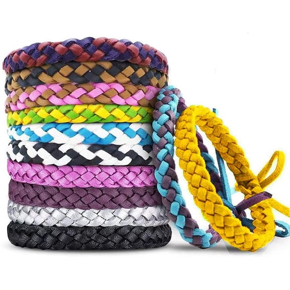 SIMDOO 12 Pack Mosquito Repellent Bracelets, Individually Wrapped PU Leather Insect & Bug Repellent Wrist Bands for Kids & Adults Outdoor Camping Fishing Traveling