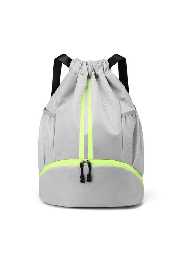 2 Pcs 3-Compartment Sports Drawstring Backpack, Water-Resistant Gym Bag with Wet/Dry Separation, Side Pockets & Zipper Pocket, Lightweight Swim Soccer Basketball Sack