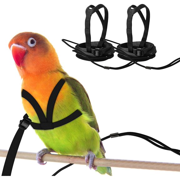 SIMDOO 2 Pet Parrot Chest Straps And Traction Straps With Adjustable Training Design And Anti Bite Outdoor Flight Training Rope Kit Suitable For Birds And Parrots With Adjustable Chest