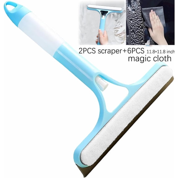 SIMDOO 2PCS 3 in 1 Window Cleaning Scraper,3 in 1 Spray Squeegee, Add 6 magic wiping cloths, 2026 All-Purpose Window Squeegee with Sprayer for Windows,Mirrors,Car Glass,Kitchen,Home(White)