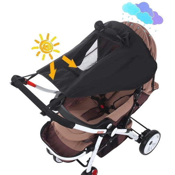 SIMDOO Baby Stroller Universal UPF 50+ Sun Protector Shade Blackout Cover Pushchair Shield Canopy Pram Rain Sunshade With See Through Extender Accessory Easy Installation