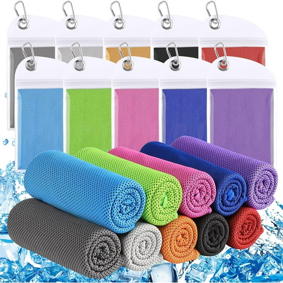 SIMDOO Cooling Towels for Neck and Face 10 Pack, 40x12’’ Soft Breathable Sweat Towels, Microfiber Sport Towel for Yoga, Gym, Workout, Running, Golf, Travel, Cooling Neck Wrap for Hot Weather
