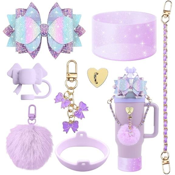 SIMDOO Cup Accessories Set Compatible with Stanley Cup Tumbler 40oz & 30oz, Cup not included, Pink