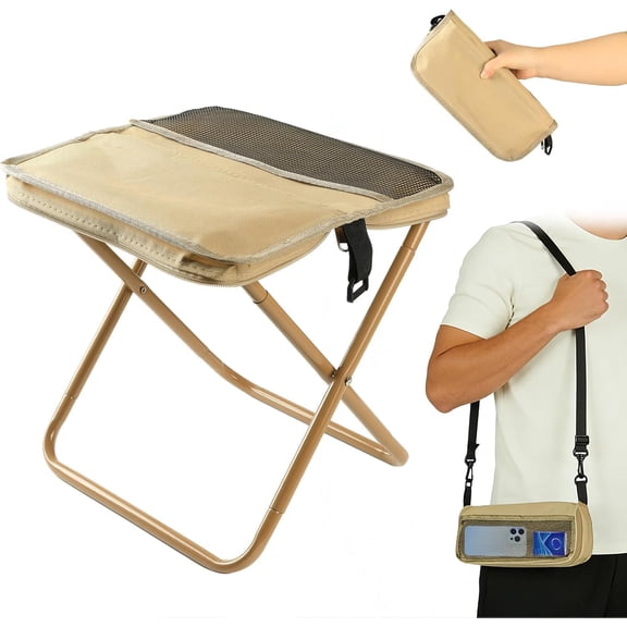 SIMDOO Foldable Backpack Stool for Adults, Portable Camping Stool with Sling Bag, 300lbs Capacity, 11.4*9.8*12.2Inch, for Camping Fishing Hiking Travel Picnic