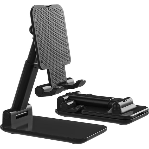 SIMDOO Phone Stand, Phone Holder for Desk Anti-Slip Cute Office Accessories Forldable Cell Phone Holder Compatible with iPhones, All Mobile Phones, White-Silver, Pro