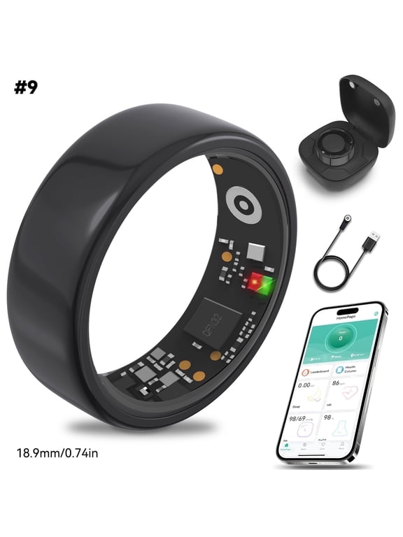 Ring for Women Men - Fitness & Sleep Tracker, 24/7 Heart Rate & Blood Oxygen, Ceramic Finish, 5ATM+IP68 Waterproof, 5-Day Battery, No Subscription