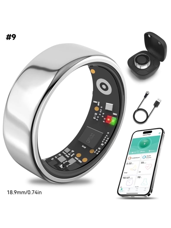Ring for Women Men - Fitness & Sleep Tracker, 24/7 Heart Rate & Blood Oxygen, Ceramic Finish, 5ATM+IP68 Waterproof, 5-Day Battery, No Subscription