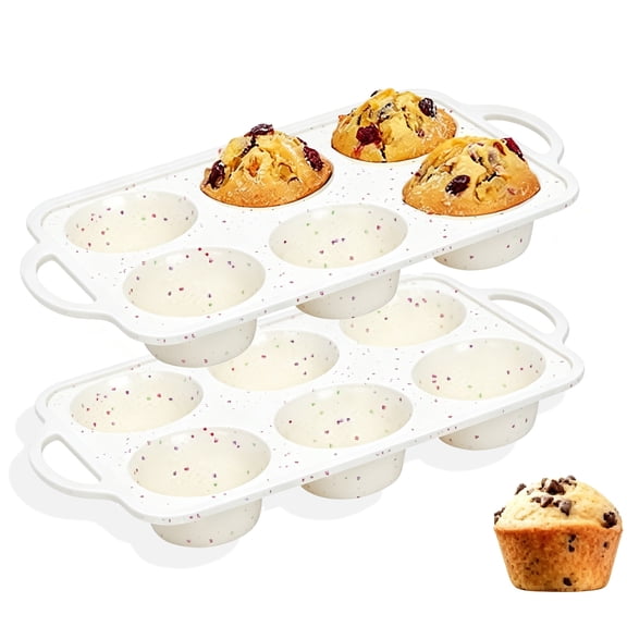 SIMDOO Silicone Mini Loaf Pans with Metal Reinforced Frame-2 Pack, Non-stick Silicone Bread Pan for Baking 8-Cavity, Tiny Banana Bread Set, Dishwasher Safe Brownie Pan-Cream
