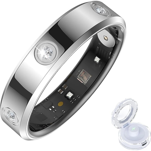 SIMDOO Smart Fitness Tracker Ring - Waterproof Sleep Tracking Sports Ring, Zirconia, for iOS & Android