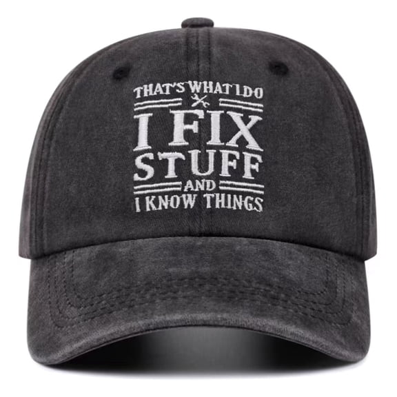 SIMDOO That's What I Do I Fix Stuff And I Know Things Hat, Adjustable Cotton Embroidered Baseball Cap, Funny Dad Gift for Men Birthday Father's Day