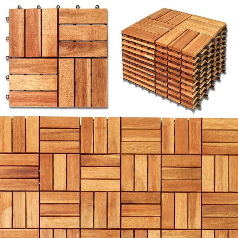 Outdoor 1 ft. x 1 ft. Wood Deck Tile in Brown (Set of 10 Tiles)