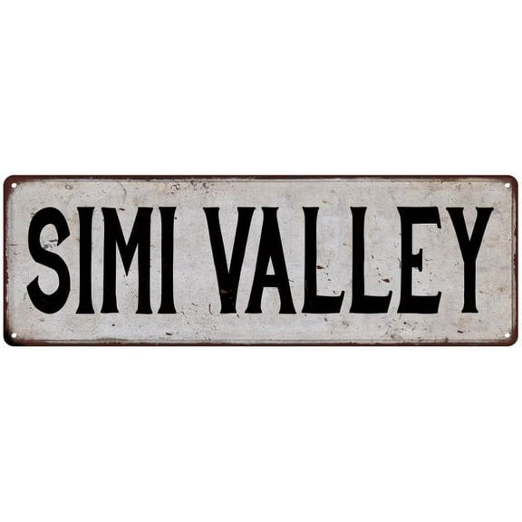 SIMI VALLEY Vintage Look Rustic Metal City State Sign 6 x 18 High Gloss Metal 206180041330