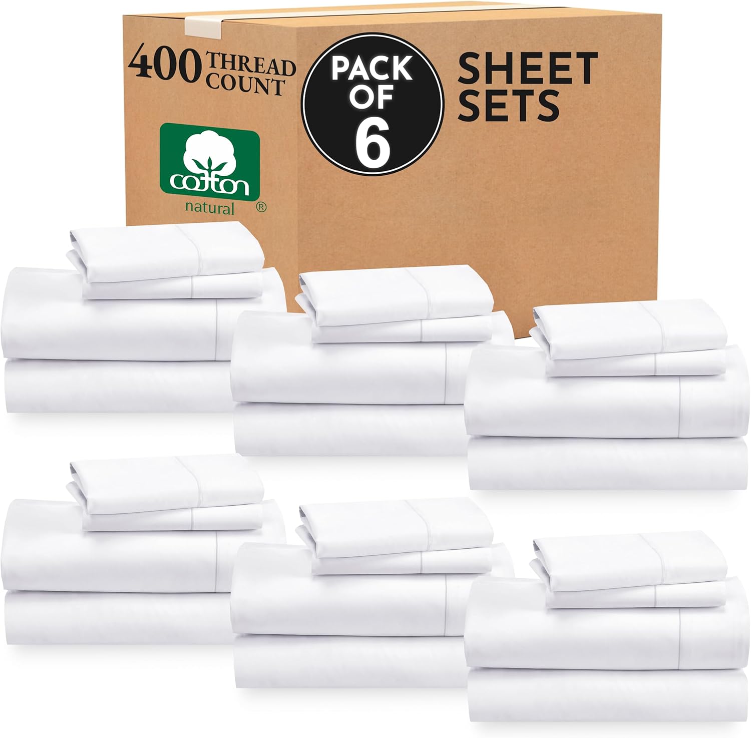 SIMING Bulk Pack of 6 Queen Size Sheet Sets 400 Thread Count 100