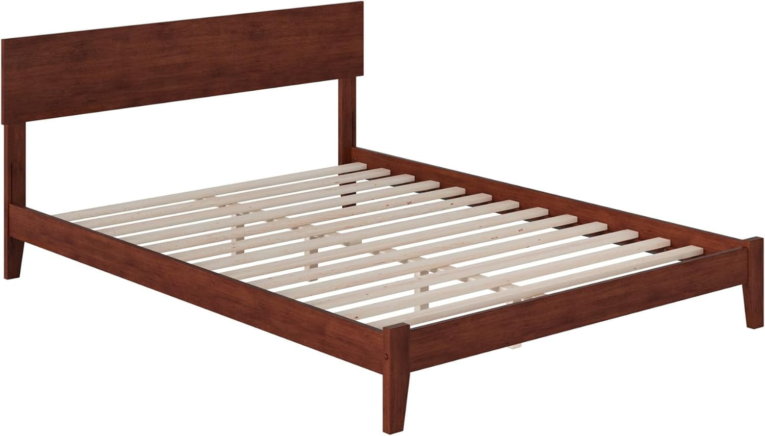 SIMING, Orlando, Low Profile Wood Platform Bed, Queen, Walnut
