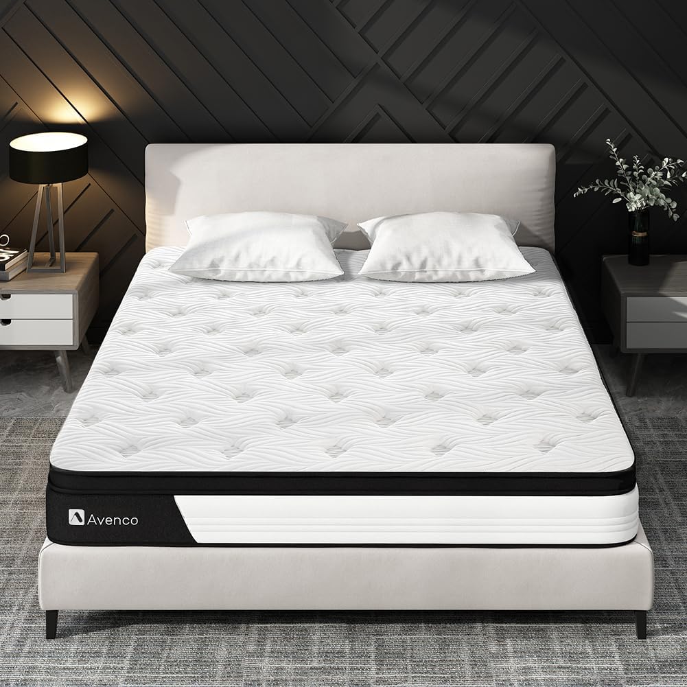 SIMING Queen Mattress 12 Inch, Hybrid Mattress Queen Medium Firm, Queen