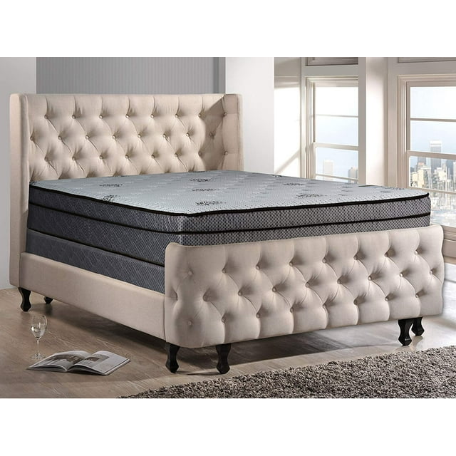 SIMING Soft Encased Hybrid Eurotop Pillowtop Memory Foam Gel