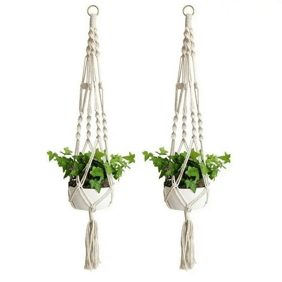 ZOUYUE 2 Pack Macrame Plant Hangers, Cotton Rope Woven for Inside Outside Plant Hanger Wall Hanging Planter Ceiling plants for Flower Pot, Hanging Plants Holder for Yard Garden Home Decoration, 41 cm