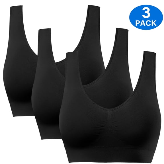 SIMIYA 3 Pack Sports Bra for Women - Comfortable Sleep Bra Seamless Stretchy Workout Yoga Bra with Removable Pads