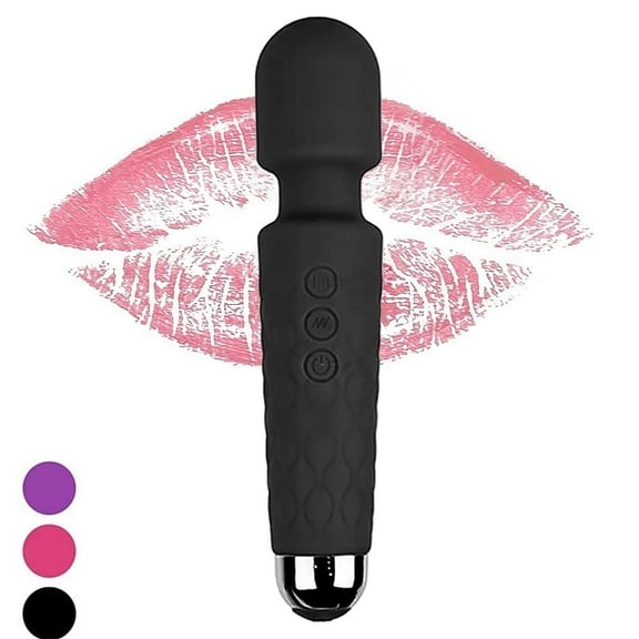 ZOUYUE Portable Soft Mini Personal Messager Wand TravelSize Silicone MassagePleasure Handheld with Twenty Vibrating Patterns Eight Speeds Body Massager Cordless Rechargeable,Black