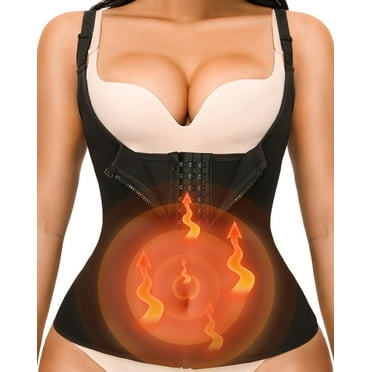 SIMIYA Sauna Shapers Women's XS-XXL Waist Trainer & Weight Loss Corset with Zipper and Straps, Black
