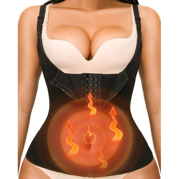 SIMIYA Women's Waist Training Tank Top,Zipper Corset Tummy Control Shapewear,Neoprene Corset Sweat Sauna Tank Top