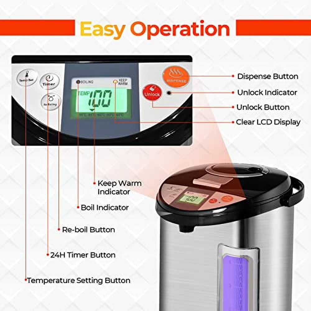 SIMOE Electric 20 Cups / 5 Liter Hot Water Boiler Dispenser, 18/8