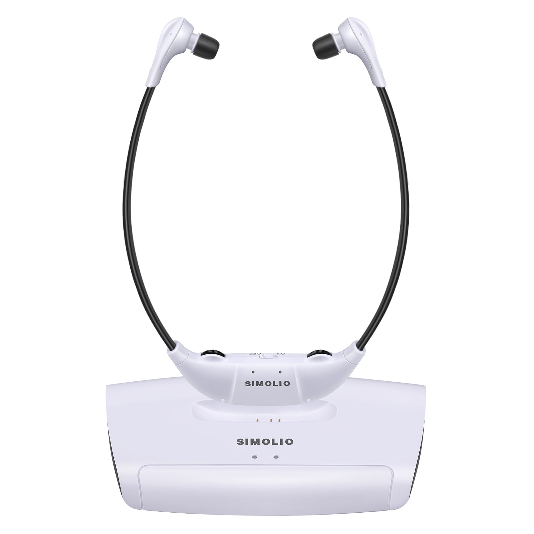 SIMOLIO 100 ft Distance Wireless TV Headphones for Digital and Analog TV, TV Listening Device for Hearing Impaired and Seniors w/Voice Highlighting,Tone Control,  SM-823DXPRO-W