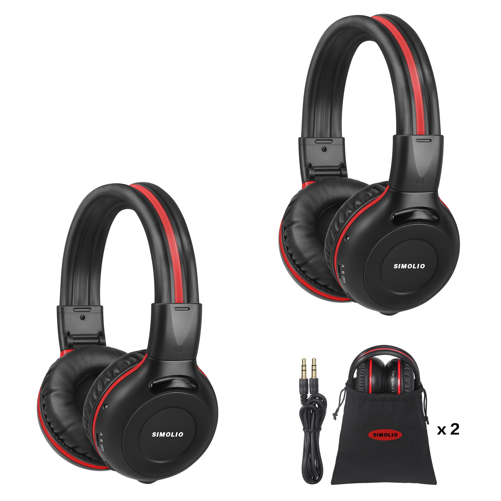 SIMOLIO 2 Pack IR Headphones, Wireless Uconnect for DVD/TV