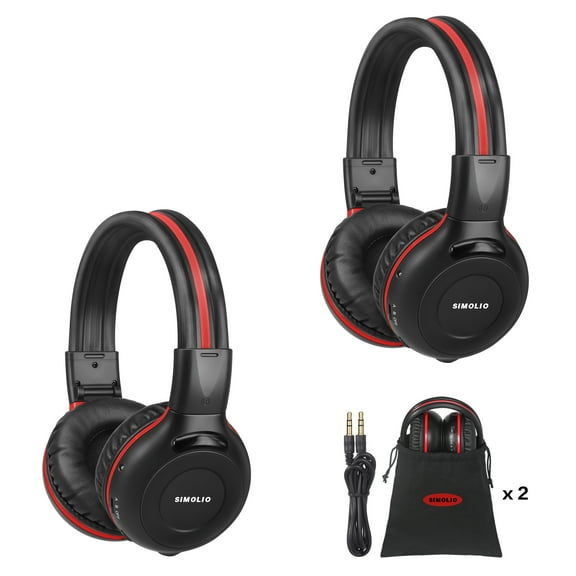 SIMOLIO 2 Pack of IR Headphones for Car DVD, Wireless Uconnect Headphones for Kids Compatible with Honda Odyssey, Chrysler Pacifica, GMC Yukon, Toyota Sienna, Chevy Tahoe, SM-561B2-W (New)
