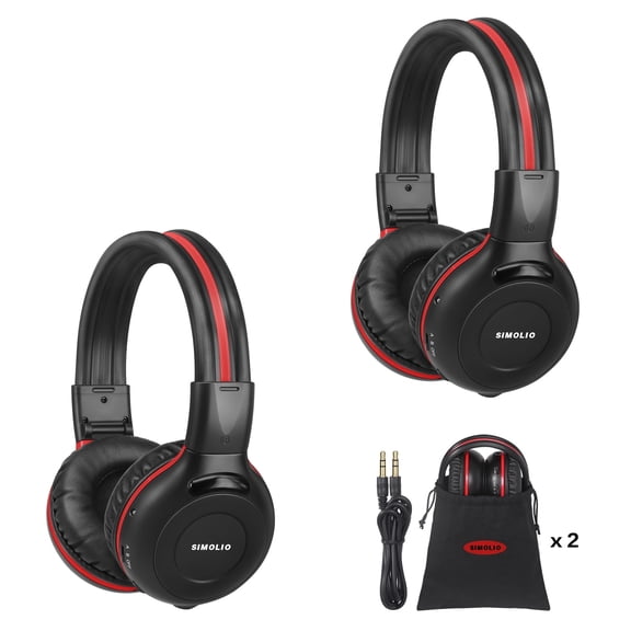 SIMOLIO 2 Pack of IR Headphones for Car DVD, Wireless Uconnect Headphones for Kids Compatible with Honda Odyssey, Chrysler Pacifica, GMC Yukon, Toyota Sienna, Chevy Tahoe, SM-561B2-W (New)